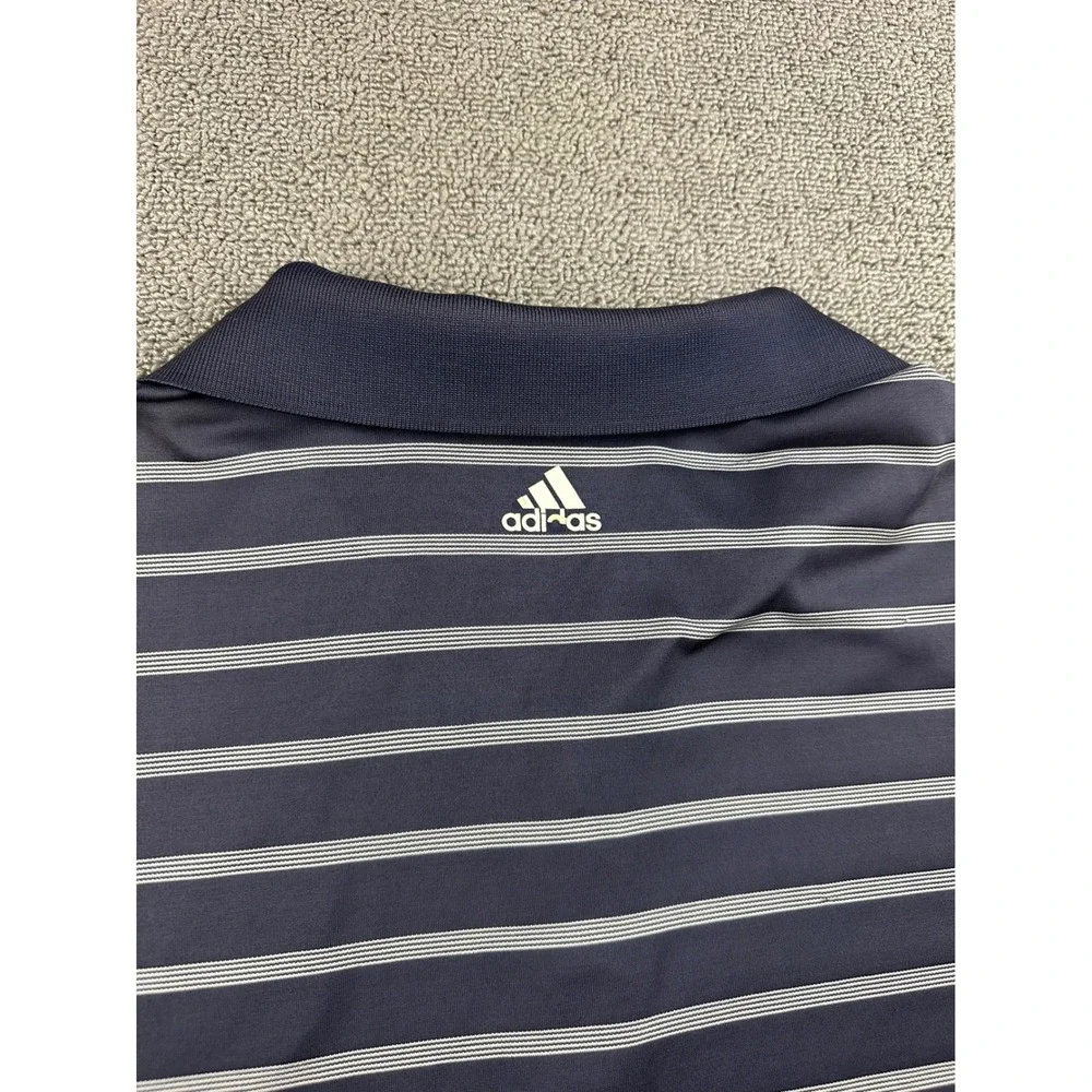 Adidas Polo Golf Shirt Men 2XL Blue ClimaCool Striped Short Sleeve Sporty P77944